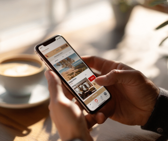 AI-genererad bild på en person som läser nyheter på sin mobiltelefon